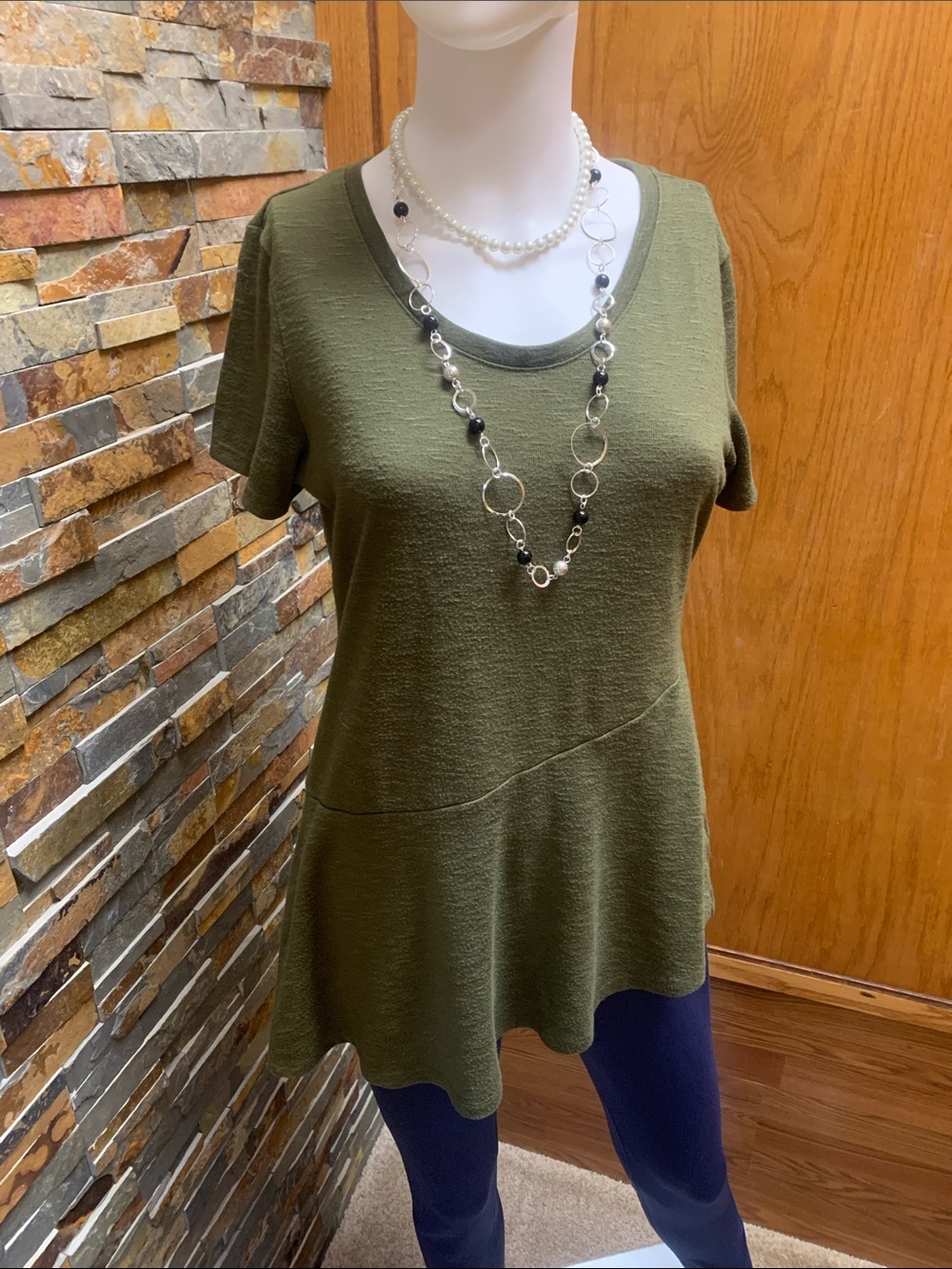 a.n.a Olive Green Short Sleeve Knit Tunic